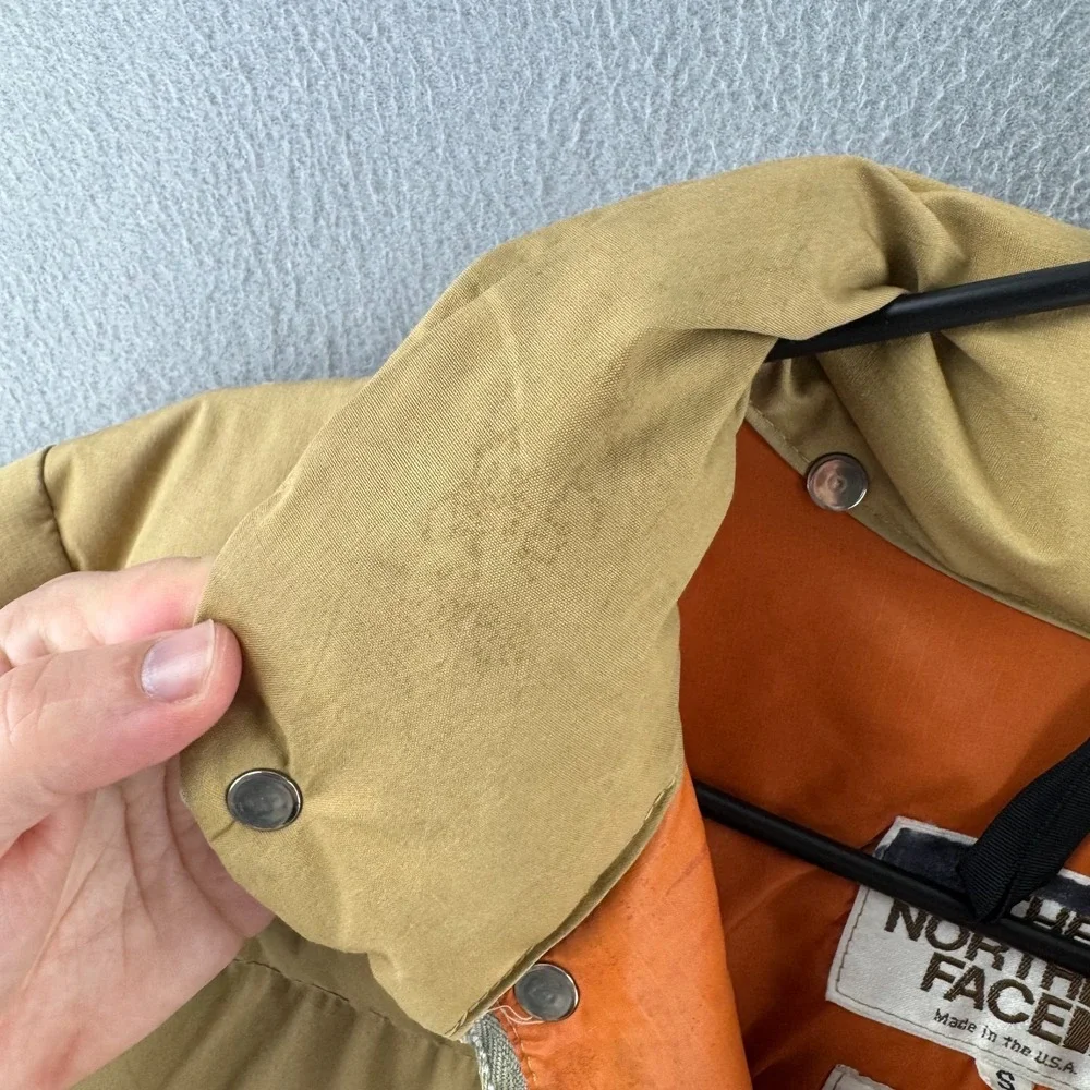 Vintage‎ The North Face Goose Down Jacket Mens Small Tan Puffer Made in USA 80s